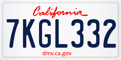 CA license plate 7KGL332