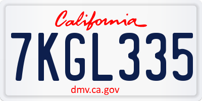 CA license plate 7KGL335