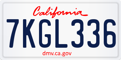 CA license plate 7KGL336