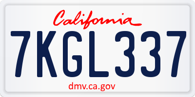 CA license plate 7KGL337