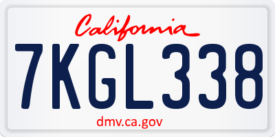 CA license plate 7KGL338