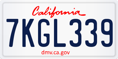 CA license plate 7KGL339