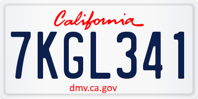 CA license plate 7KGL341