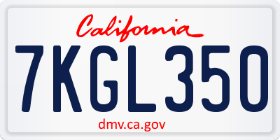 CA license plate 7KGL350