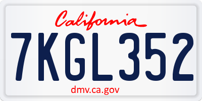 CA license plate 7KGL352