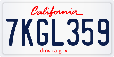 CA license plate 7KGL359