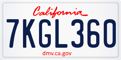 CA license plate 7KGL360