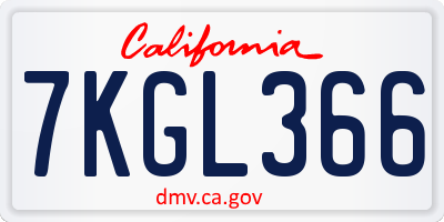CA license plate 7KGL366