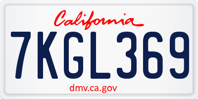 CA license plate 7KGL369