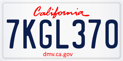 CA license plate 7KGL370