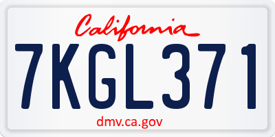 CA license plate 7KGL371