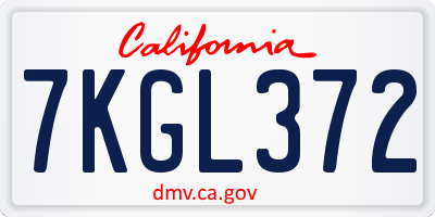 CA license plate 7KGL372