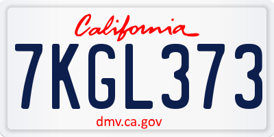 CA license plate 7KGL373