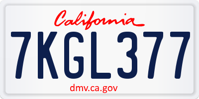 CA license plate 7KGL377