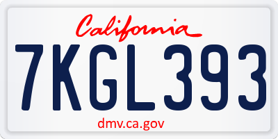 CA license plate 7KGL393
