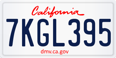 CA license plate 7KGL395