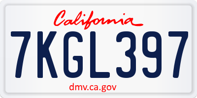 CA license plate 7KGL397