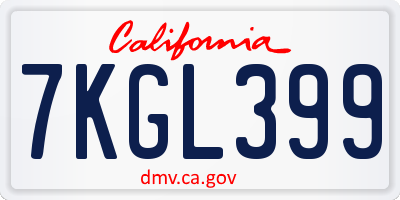 CA license plate 7KGL399