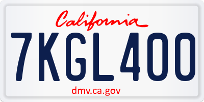CA license plate 7KGL400