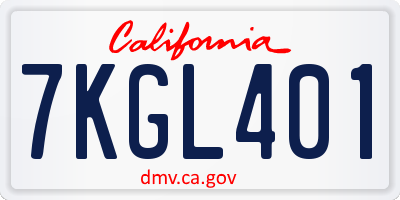 CA license plate 7KGL401