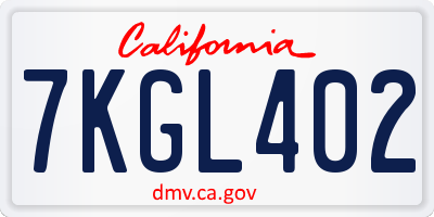 CA license plate 7KGL402