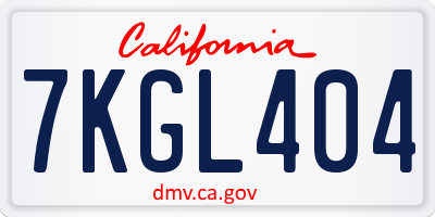 CA license plate 7KGL404