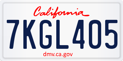 CA license plate 7KGL405