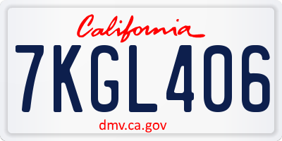 CA license plate 7KGL406
