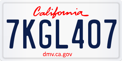 CA license plate 7KGL407