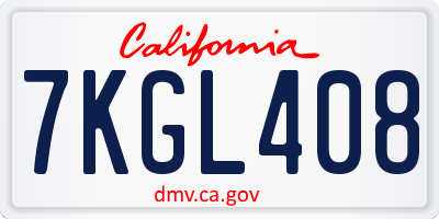 CA license plate 7KGL408