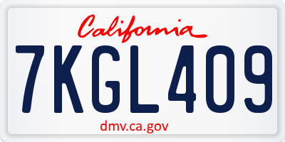 CA license plate 7KGL409