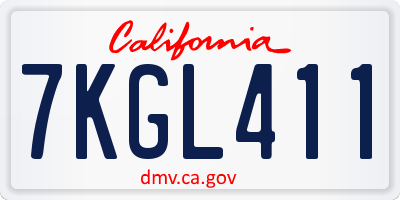 CA license plate 7KGL411