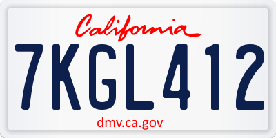 CA license plate 7KGL412