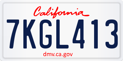 CA license plate 7KGL413