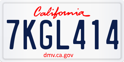 CA license plate 7KGL414