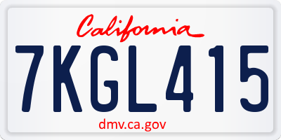 CA license plate 7KGL415