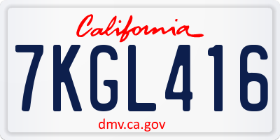 CA license plate 7KGL416