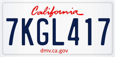 CA license plate 7KGL417