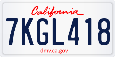 CA license plate 7KGL418