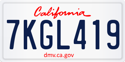 CA license plate 7KGL419
