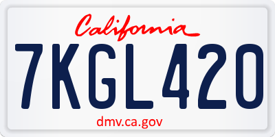 CA license plate 7KGL420
