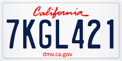 CA license plate 7KGL421