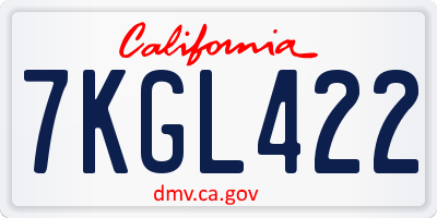 CA license plate 7KGL422