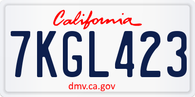 CA license plate 7KGL423