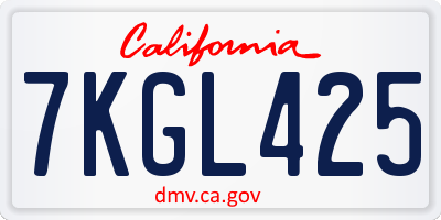 CA license plate 7KGL425