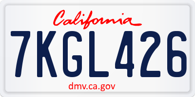 CA license plate 7KGL426