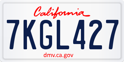 CA license plate 7KGL427