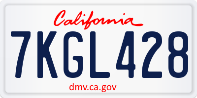 CA license plate 7KGL428