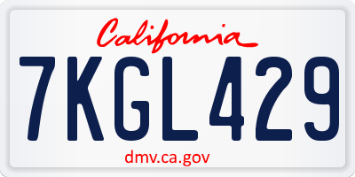 CA license plate 7KGL429