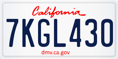 CA license plate 7KGL430